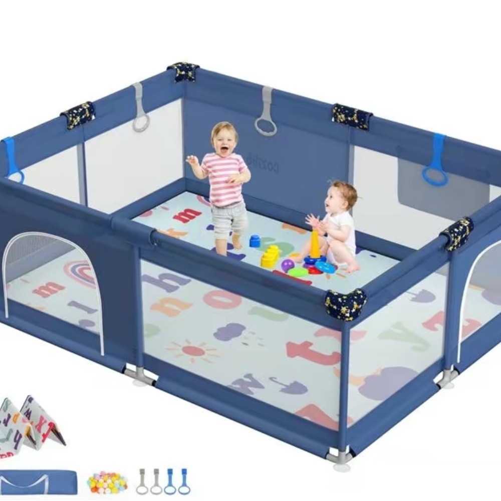 Blue Baby Playpen Activity Play Yard - Safe Kids Play Area